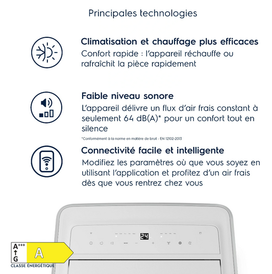 Climatiseur Mobile Réversible Electrolux EXP38U340HW Comfort 600 – 2600 W, Classe A, R290, Connecté
