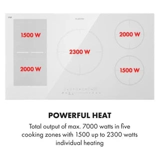 Plaque induction KLARSTEIN Table de cuisson - Delicatessa 90 Hybrid - Plaque vitrocéramique - 7400W - Minuterie - Blanc