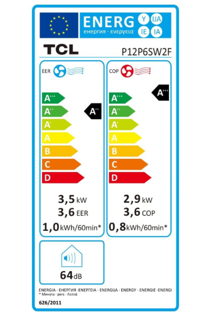 Climatiseur Mobile Réversible TCL P12P6SW2F – 12000 BTU, Classe A++, Wi-Fi, R290