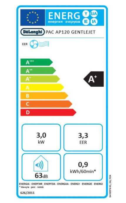 Climatiseur Mobile De'Longhi PACAP120 GentleJet – 12000 BTU, Classe A+, R290, GentleJet 180°