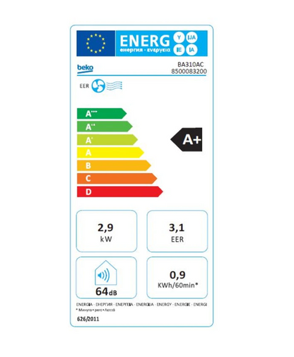 Climatiseur Mobile Beko BA310AC – 2931 W, Classe A+, R290, Ioniseur, ZoneFollow
