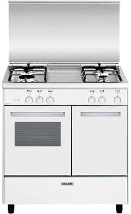 Gazinière Glem cuisinière piano de cuisson 4 foyers brûleurs gaz blanc 80x50cm