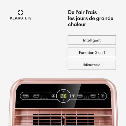 Climatiseur Mobile Smart Klarstein 12000 BTU – Classe A, R290, Inverter, Connecté, 52 dB, Rose