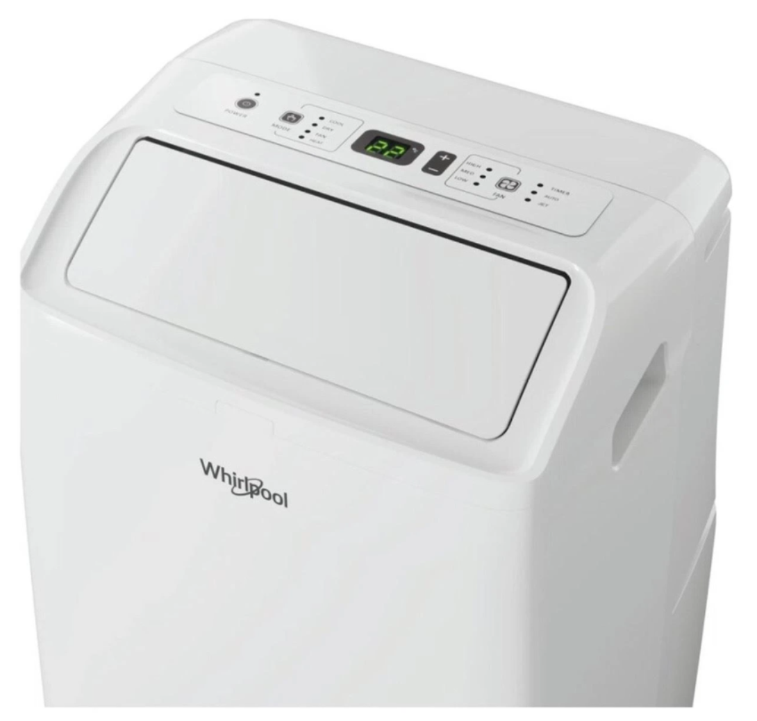 Climatiseur Mobile Réversible Whirlpool PACF212HPW – 3300 W, Classe A/A+, R290, 6ème Sens