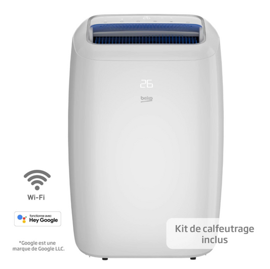 Climatiseur Mobile Réversible Beko BP1125H – 3500 W, Connecté, Commandes Vocales, 65 dB
