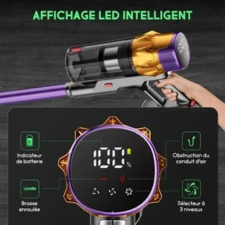 Aspirateur balai Lexzurn Aspirateur balai sans fil - 78000pa-600W - 70min autonomie