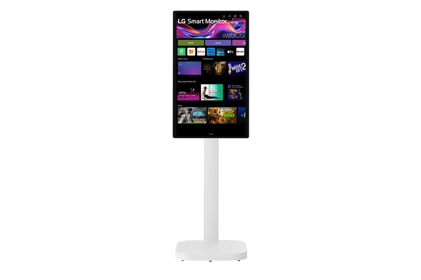LG 32U889SA-W – Moniteur Smart 32" UHD 4K IPS SWING sur pied avec batterie intégrée