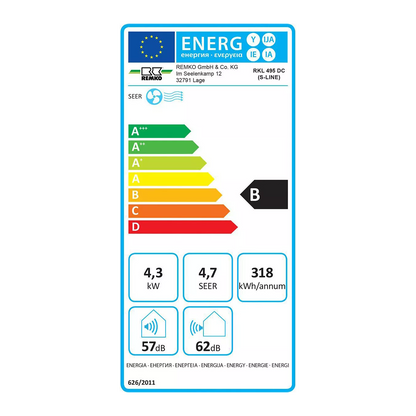 Climatiseur Mobile Split Remko RKL 495 DC – 4300 W, Classe B, Inverter, 57 dB, 80 m²