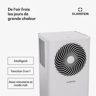 Climatiseur mobile KLARSTEIN Aero Ring 9K Climatiseur mobile smart 9000 BTU pour max. 31 m² avec commande vocale Blanc