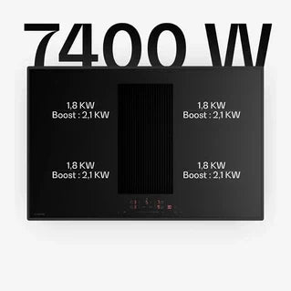 Plaque de cuisson avec hotte intégrée KLARSTEIN Velaire Plaque à induction avec Hotte aspirante intégrée 80 cm élégante minimaliste 8400W Noir