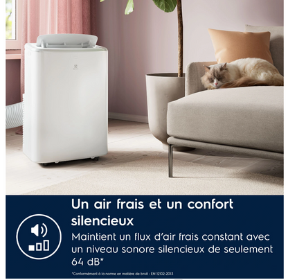 Climatiseur Mobile Réversible Electrolux EXP38U340HW Comfort 600 – 2600 W, Classe A, R290, Connecté