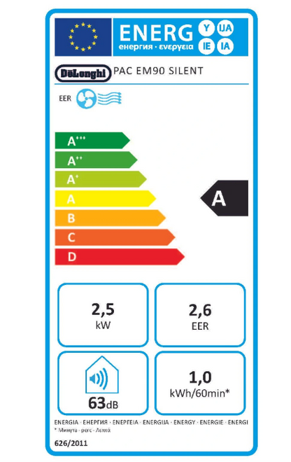 Climatiseur Mobile De'Longhi Pinguino PACEM90 Silent – 9800 BTU, Classe A, R290, Silencieux 63 dB