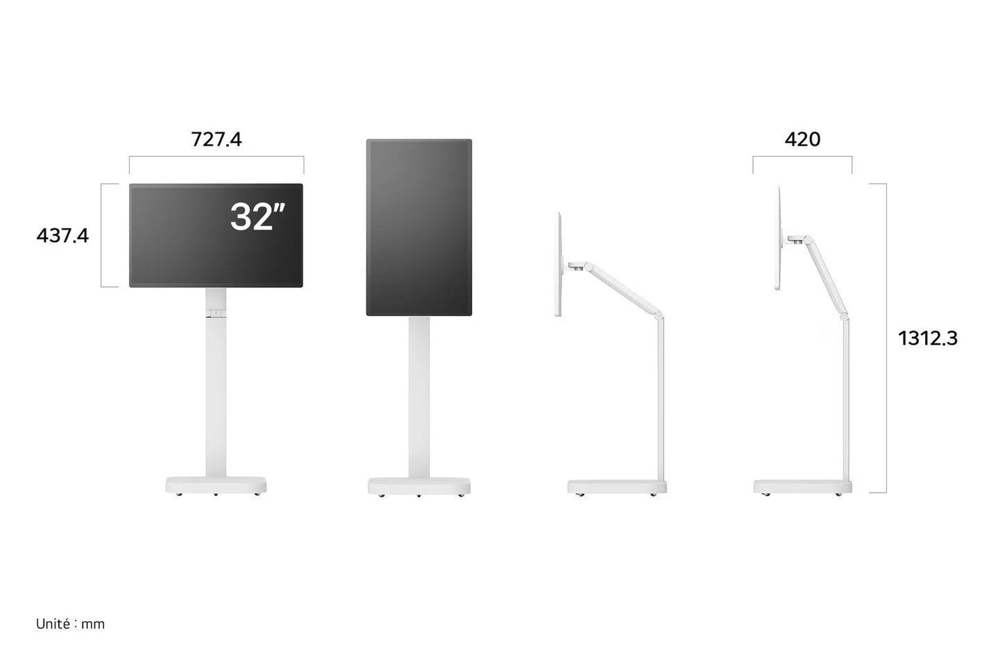 LG 32U889SA-W – Moniteur Smart 32" UHD 4K IPS SWING sur pied avec batterie intégrée