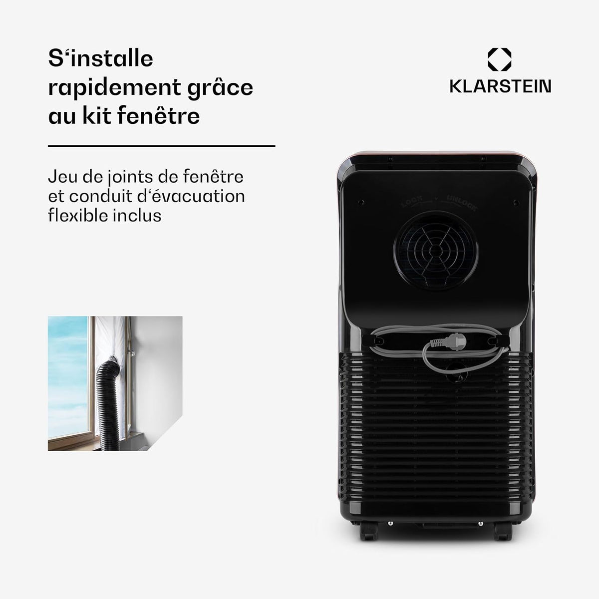 Climatiseur Mobile Smart Klarstein 12000 BTU – Classe A, R290, Inverter, Connecté, 52 dB, Rose