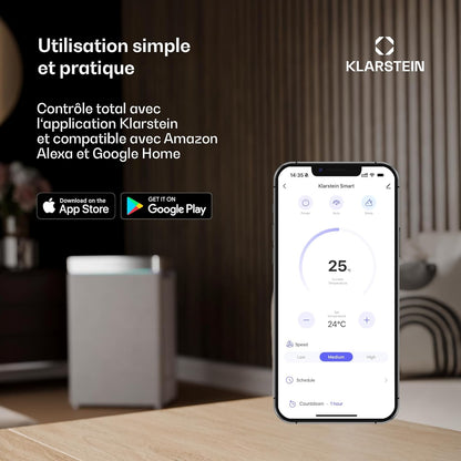 Climatiseur Mobile Smart Klarstein 12000 BTU – Classe A, R290, Inverter, Connecté, 52 dB, Rose