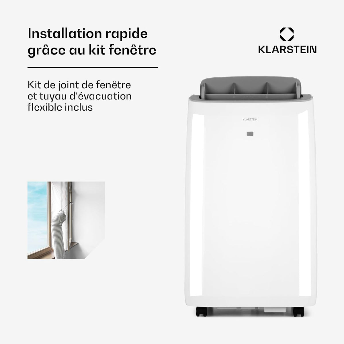 Climatiseur Mobile Klarstein 12000 BTU – Classe A+, R290, SEER 13, Silencieux 63 dB