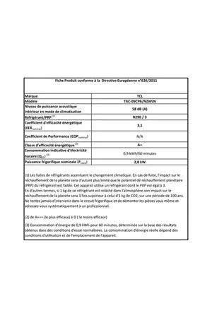 Climatiseur mobile TCL TAC-09CPB/NZWLN