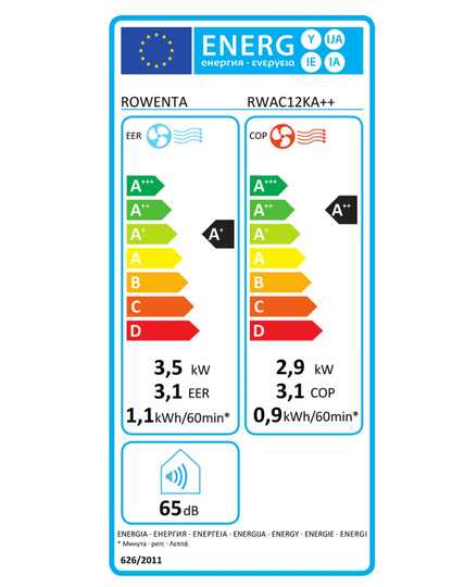 Climatiseur Mobile Réversible Rowenta RWAC12KA++ – Classe A+/A++, R290, 5 Fonctions